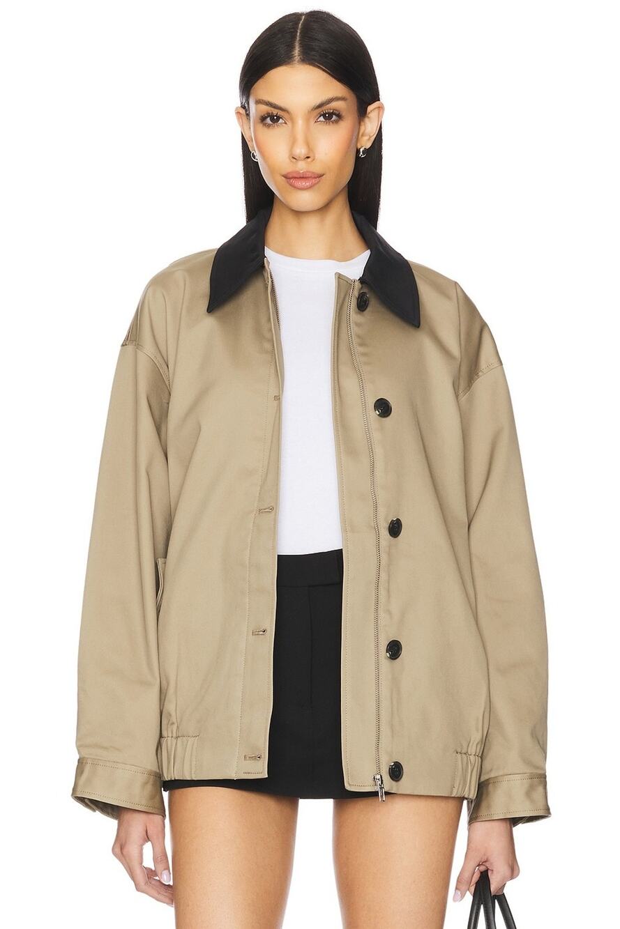 EAVES Yuna Cropped Jacket Khaki Greige Women's Size Large
